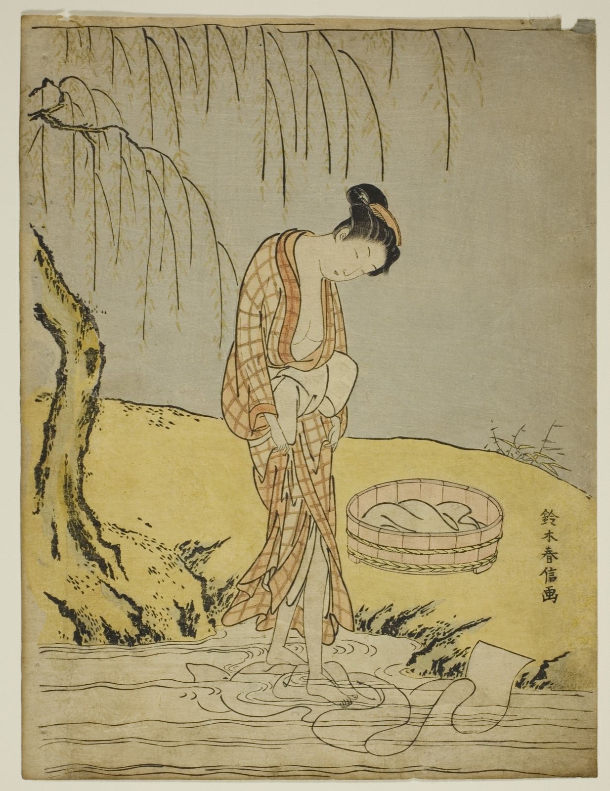 Washing Cloth in a Stream — Suzuki Harunobu 鈴木 春信; Japanese, 1725 (?)-1770