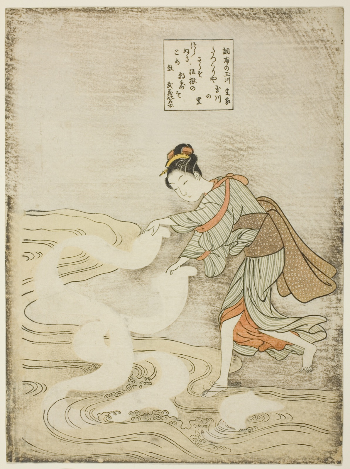The Jewel River at Chofu (Chofu no Tamagawa), from an untitled series of Six Jewel Rivers — Suzuki Harunobu 鈴木 春信; Japanese, 1725 (?)-1770