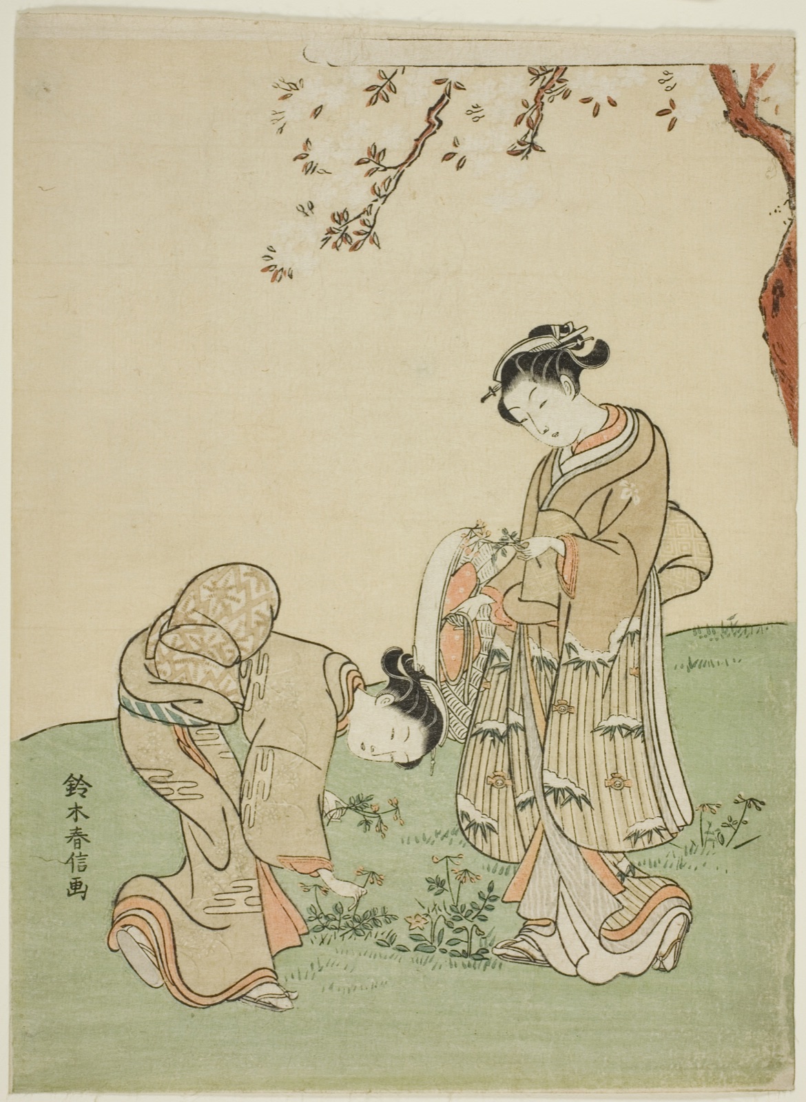Gathering Spring Flowers — Suzuki Harunobu 鈴木 春信; Japanese, 1725 (?)-1770