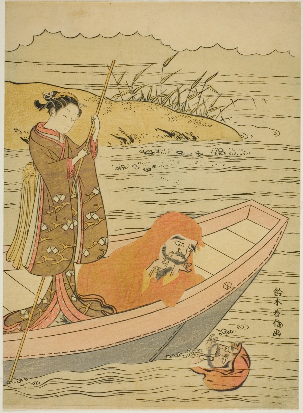 Daruma looking at his reflection — Suzuki Harunobu 鈴木 春信; Japanese, 1725 (?)-1770