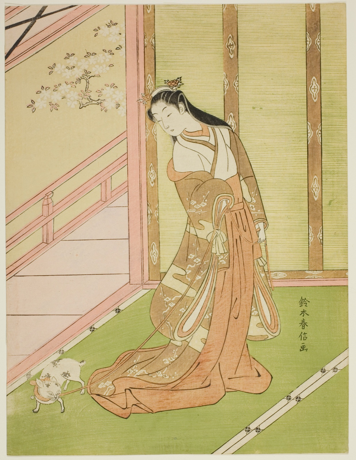 The Third Princess and Her Pet Cat — Suzuki Harunobu 鈴木 春信; Japanese, 1725 (?)-1770