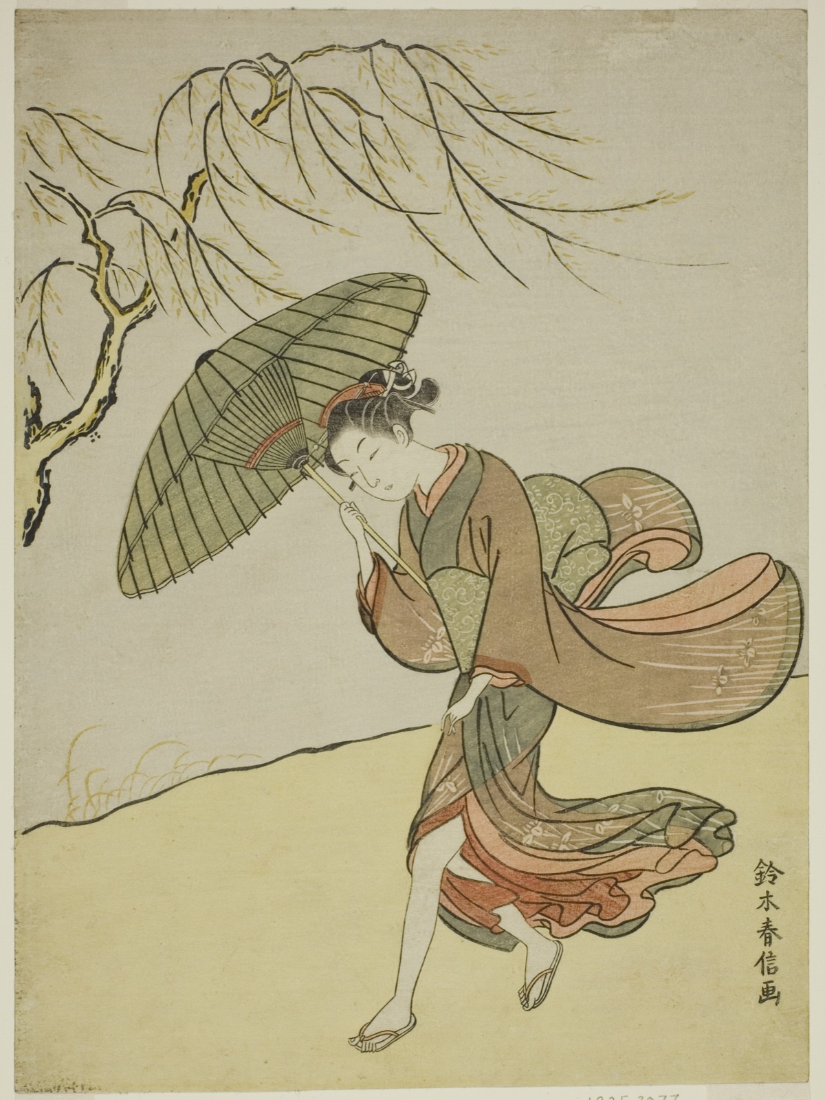 A Windy Day — Suzuki Harunobu 鈴木 春信; Japanese, 1725 (?)-1770