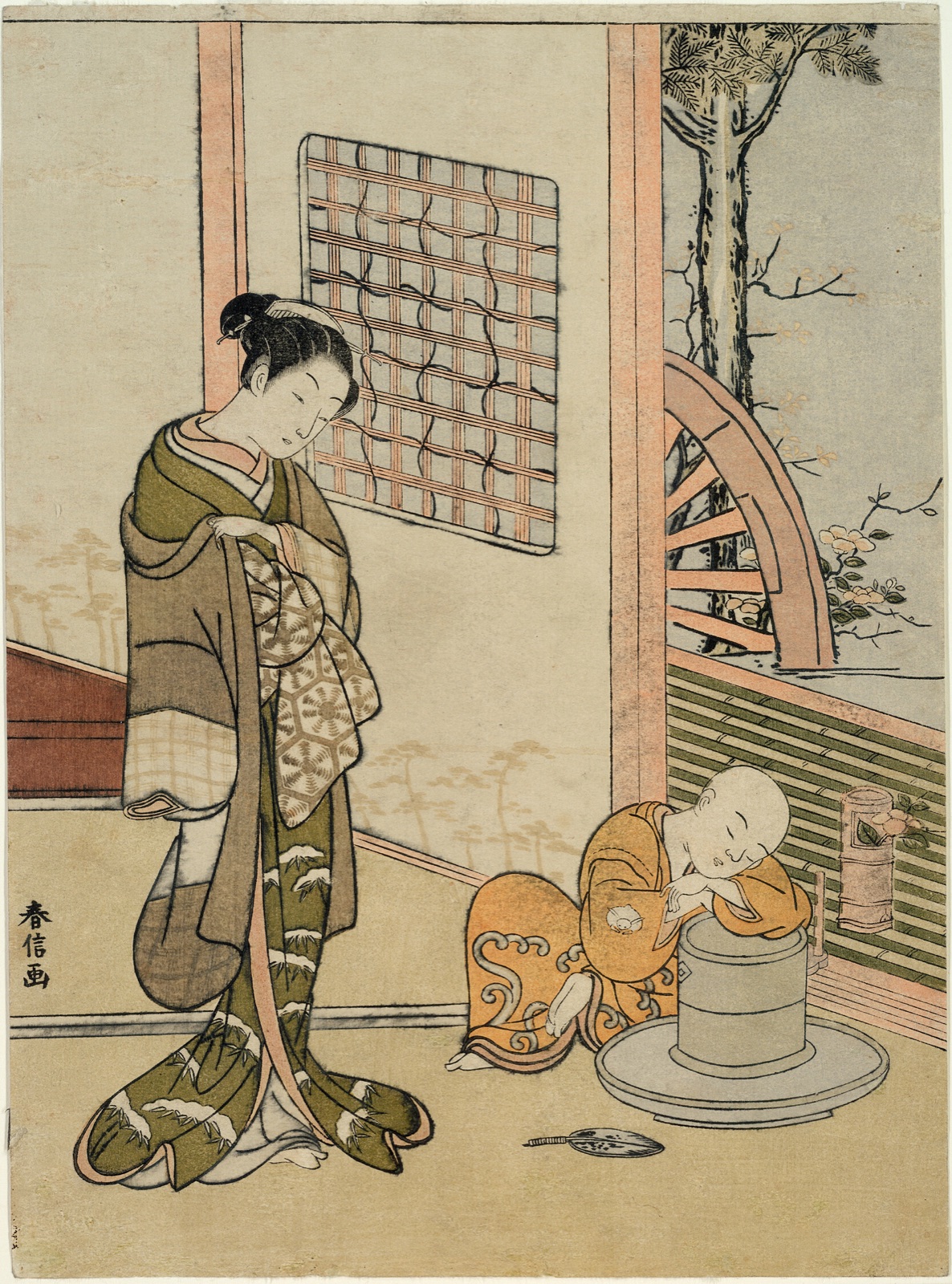 The Sleeping Tea-Boy (parody of Hokaso) — Suzuki Harunobu 鈴木 春信; Japanese, 1725 (?)-1770
