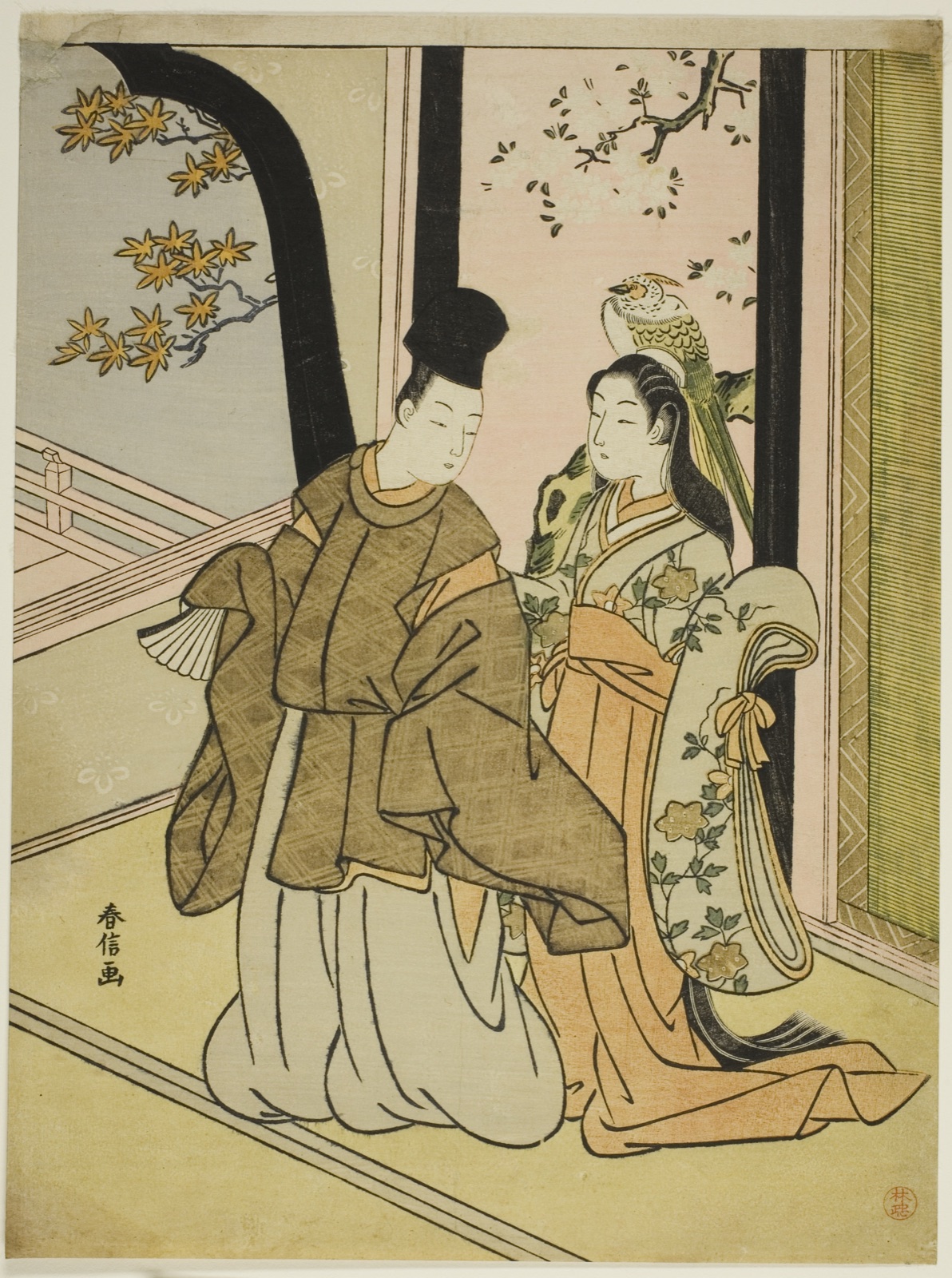 Courtier and Lady — Suzuki Harunobu 鈴木 春信; Japanese, 1725 (?)-1770