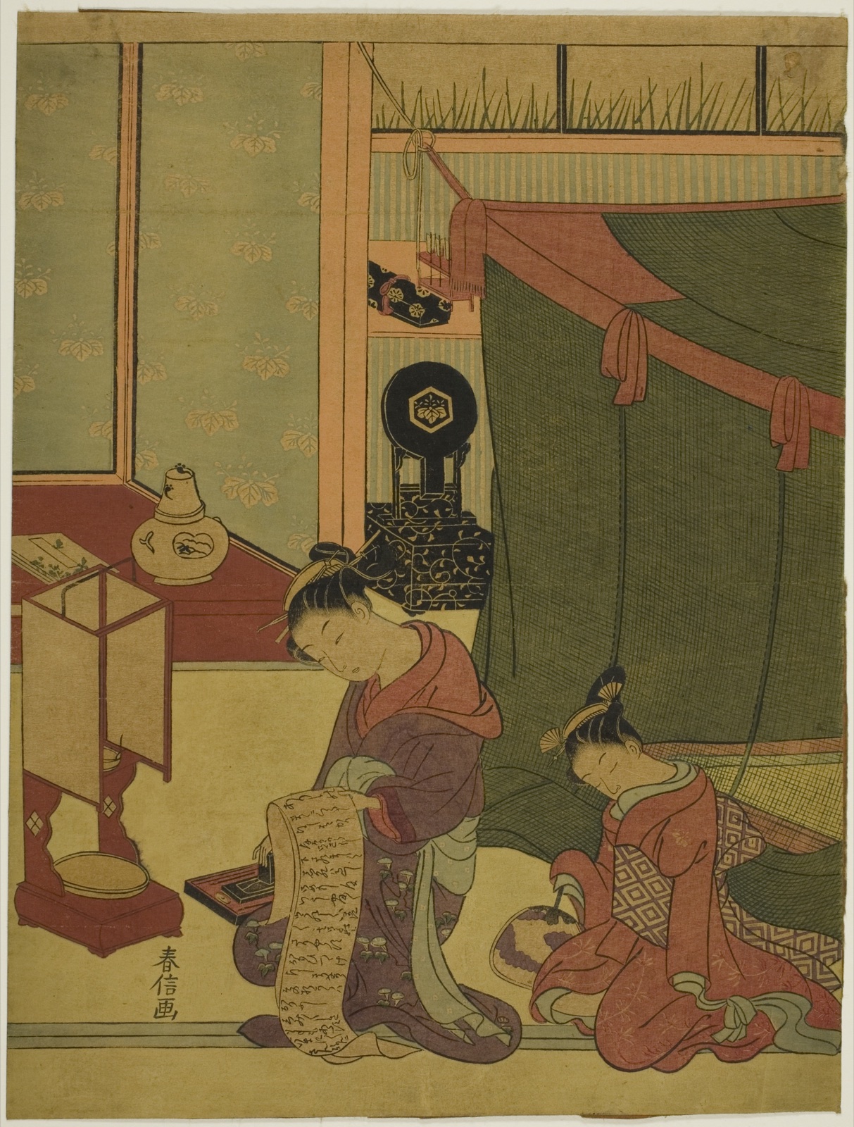 Courtesan and Her Sleepy Attendant — Suzuki Harunobu 鈴木 春信; Japanese, 1725 (?)-1770