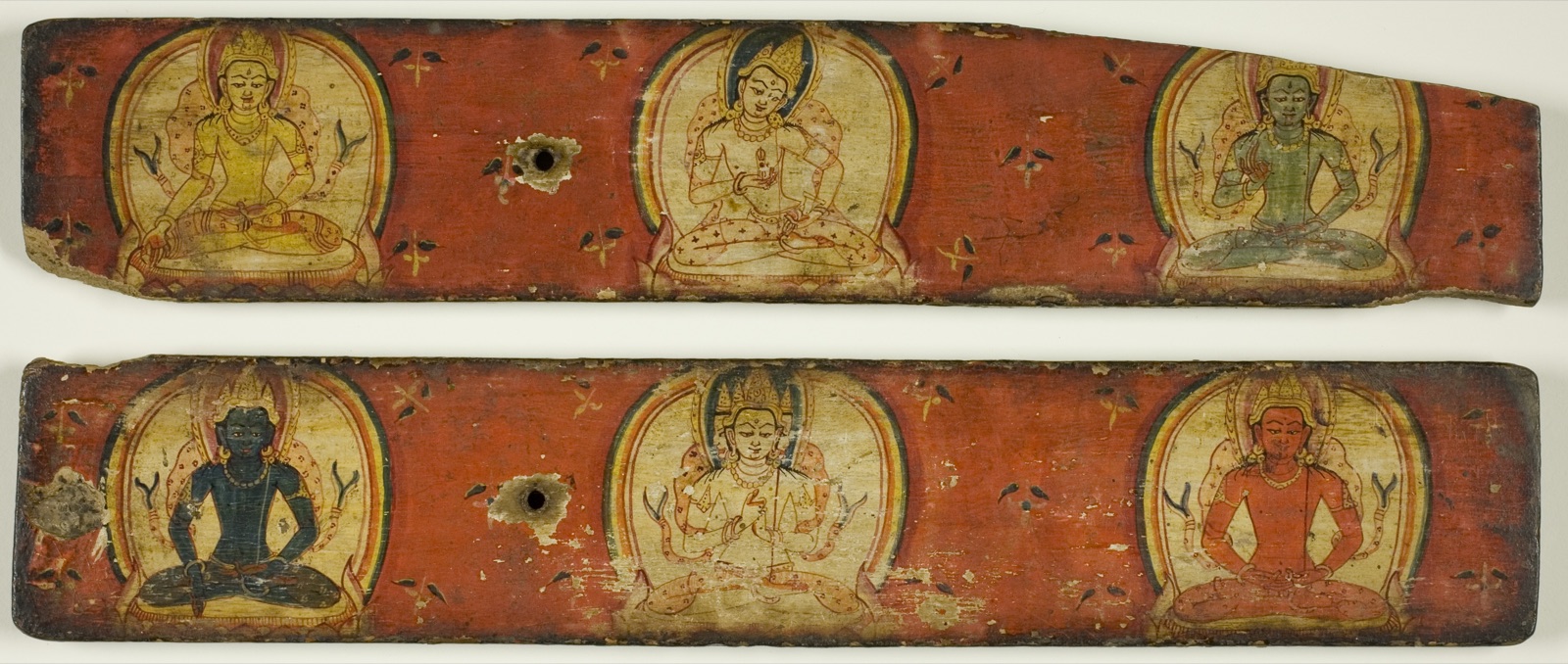 One of a Pair of Manuscript Covers of the Five Transcendant Buddhas — Nepal