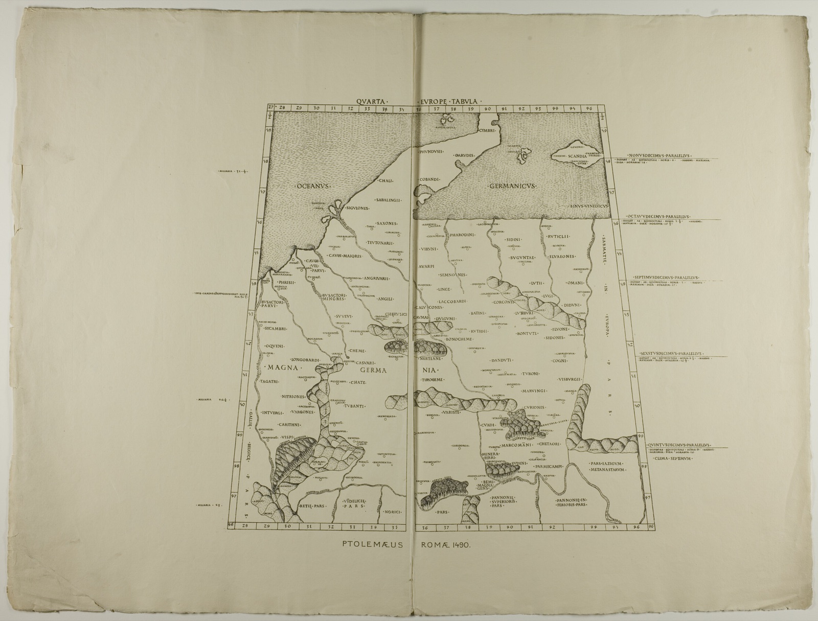 Quarta Europe Tabula: Ptolemaeus Romae 1490