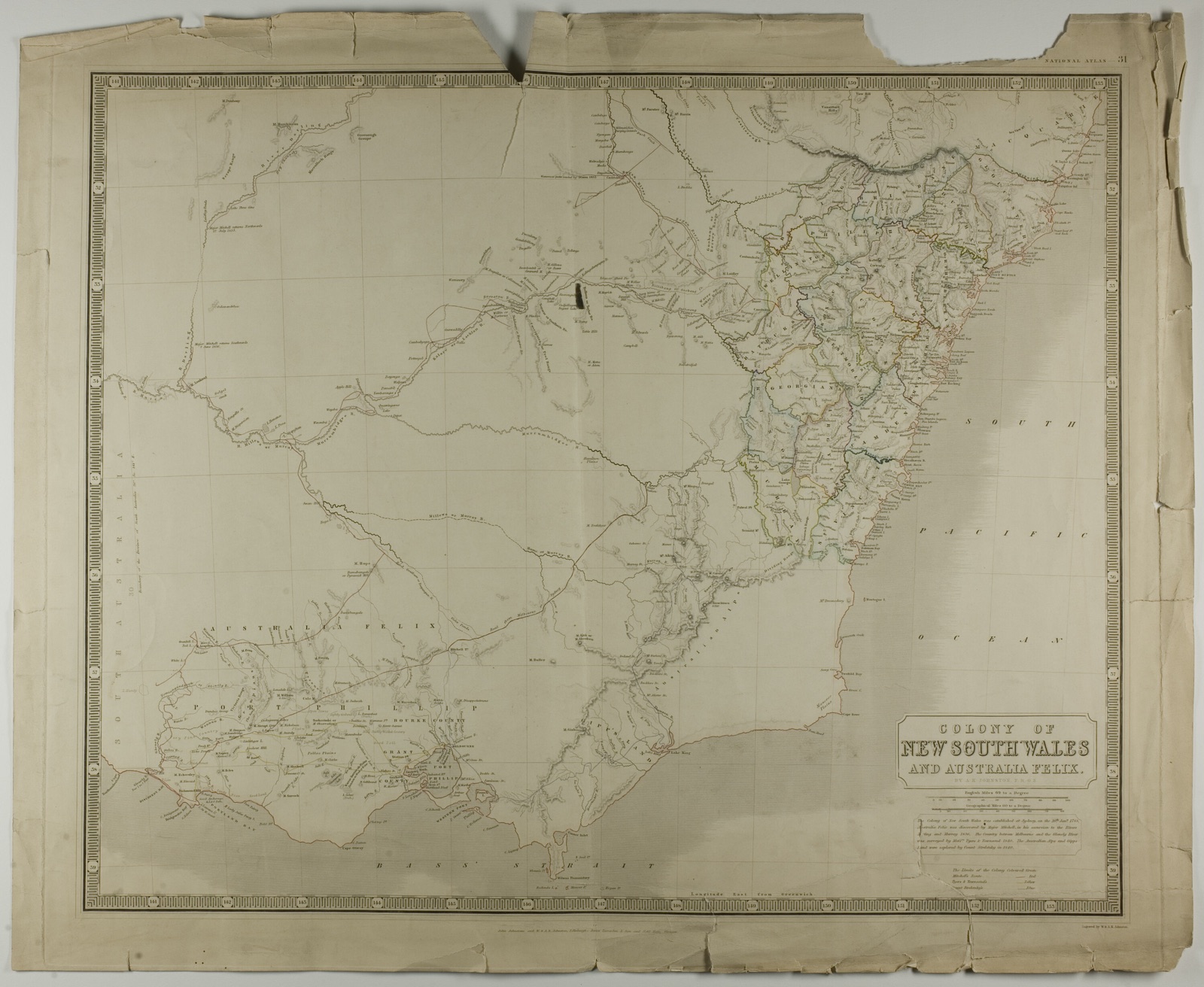 Colony of New South Wales and Australia Felix — W & A. K. Johnston (Scottish, active 18th-19th century); published by W & A. K. Johnston and John Johnstone (Edinburgh, 19th century); and James Lumsden & Son and Robert Weir (Glasgow, 19th century)