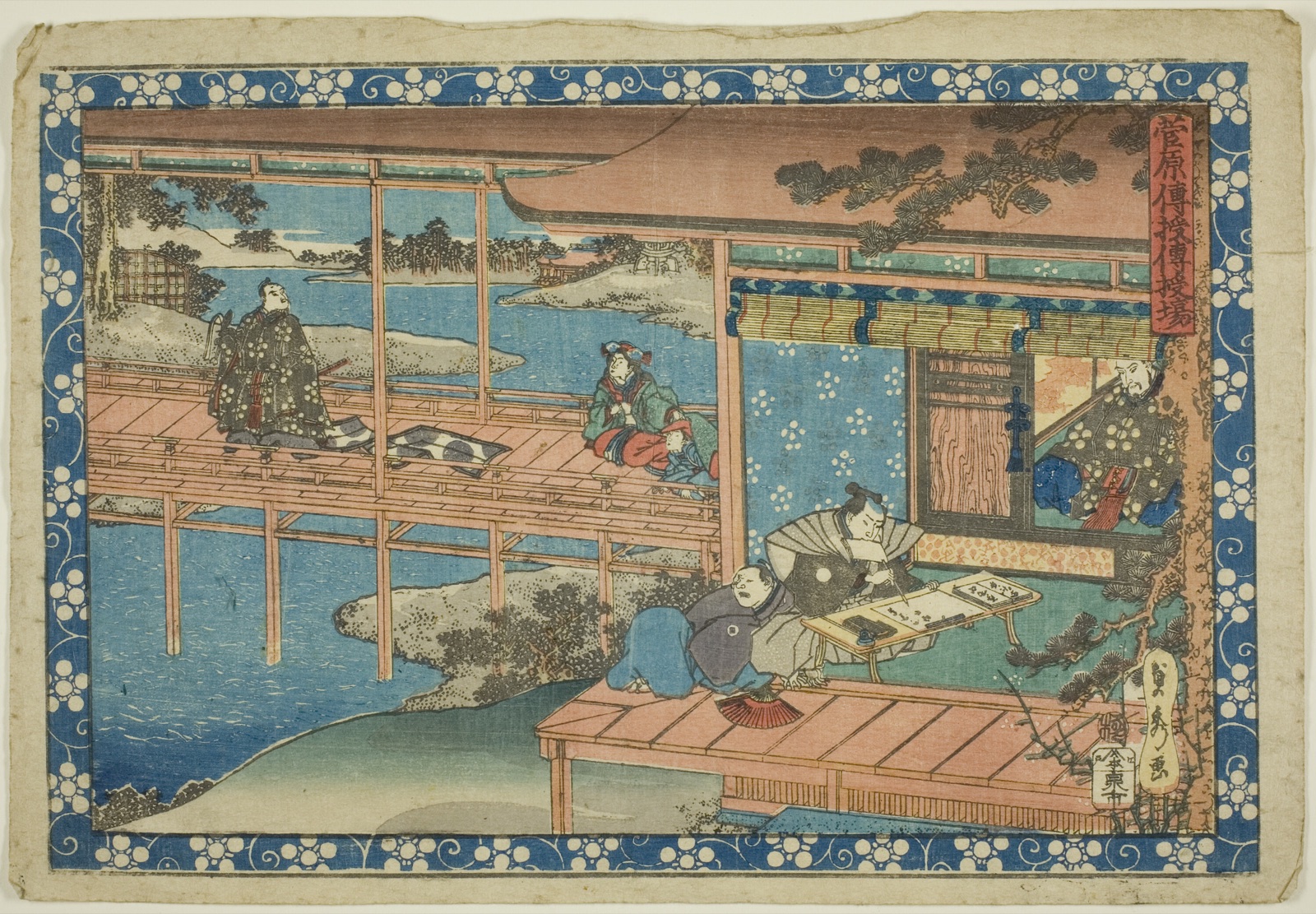 The Transmission Scene (Denjuba), from the series "Sugawara's Secrets (Sugawara denju)" — Utagawa Sadahide; Japanese, 1807-1873