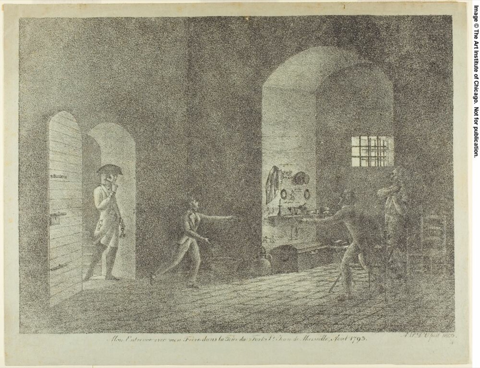 My Meeting with My Brother in the Tower of Fort St. Jean, Marseille, August 1793 — Antoine Philippe d'Orléans; French, 1775-1807