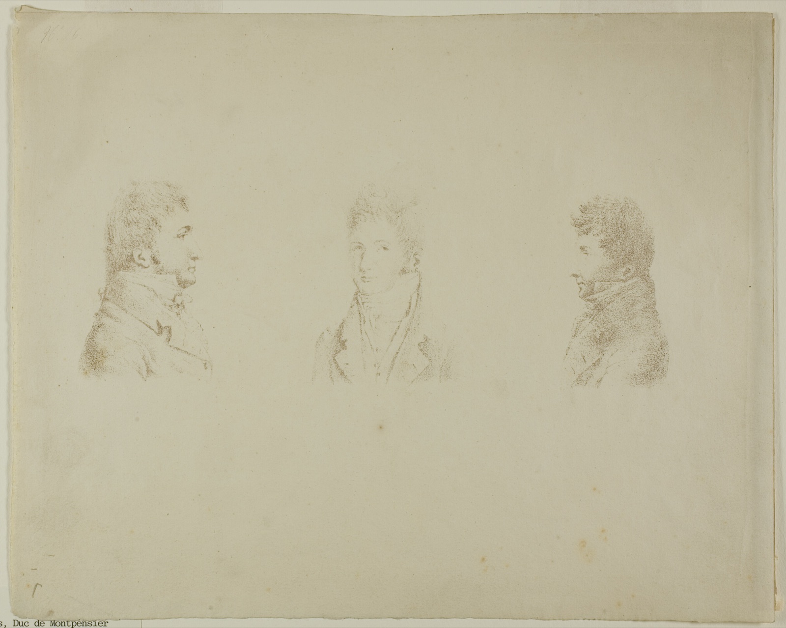 Bust Portraits of Three Brothers — Antoine Philippe d'Orléans; French, 1775-1807