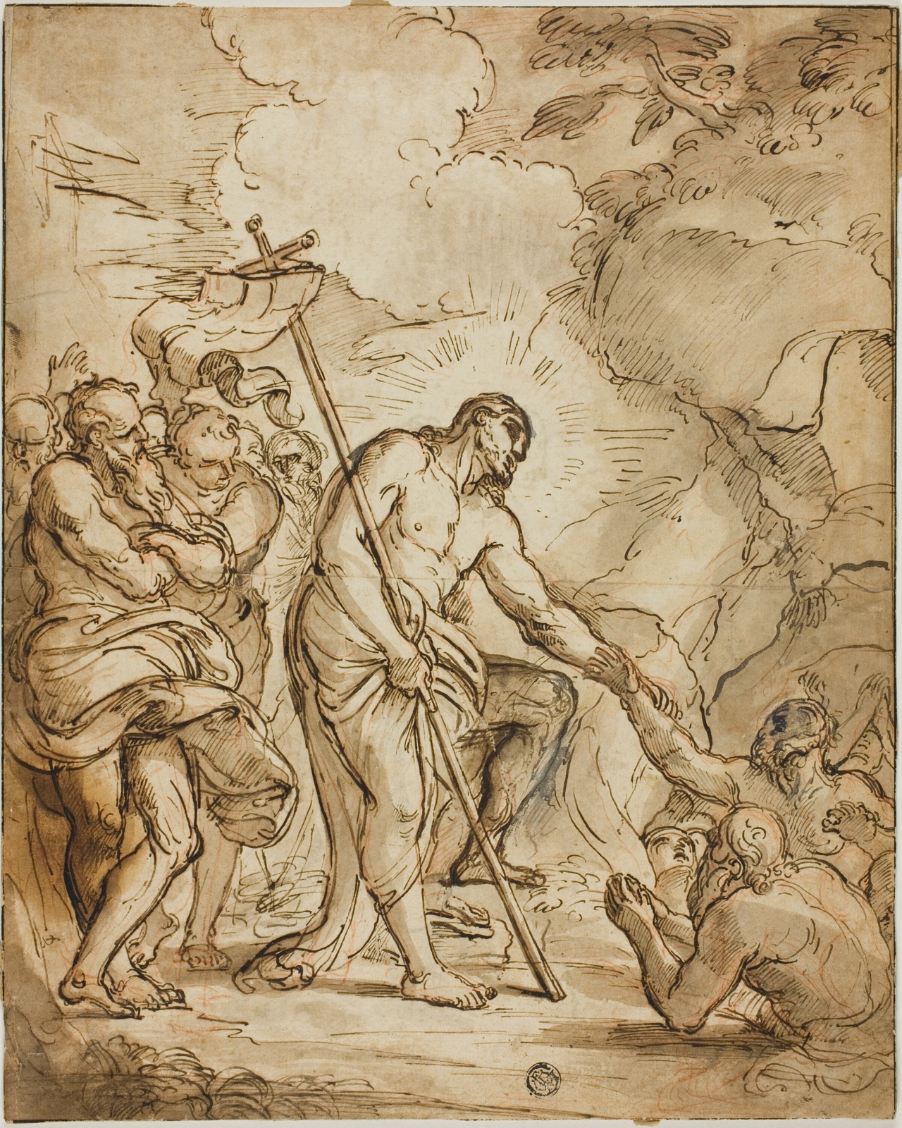 Descent Into Limbo — possibly Style of Domenico Maria Canuti; Italian, 1620-1684
