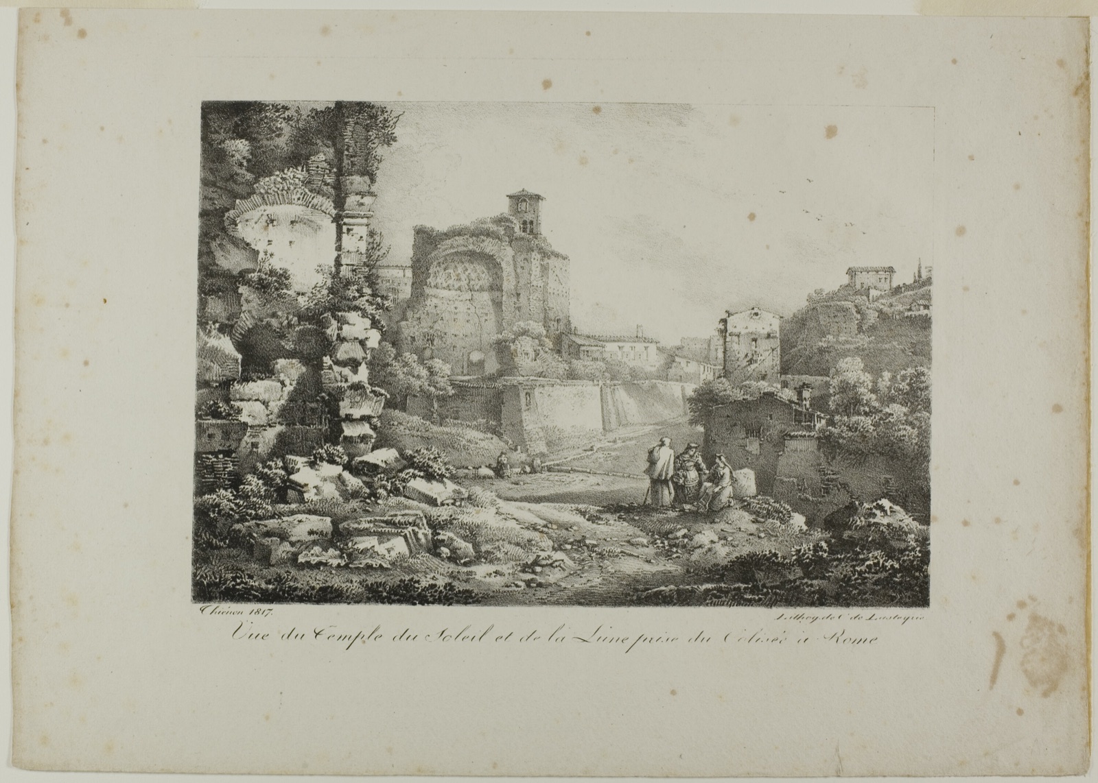 View of the Temple of the Sun and Moon from the Coliseum in Rome — Claude Thienon (French, 1772-1846); printed by Comte de Charles Philibert Lasteyrie du Saillant (French, 1759-1849)