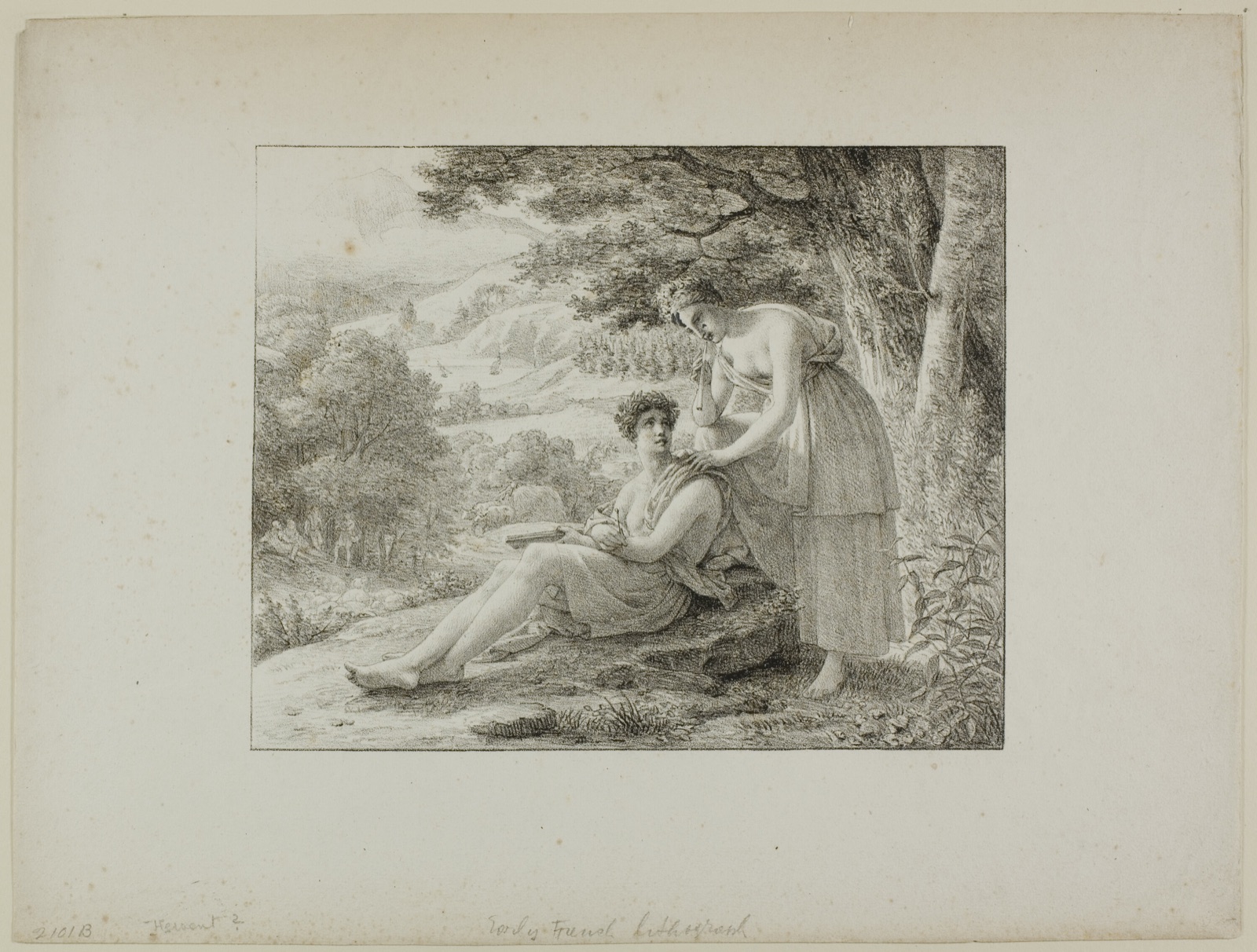 Two Figures in a Landscape — Louis Hersent (French, 1777-1860); published by Belpech (French, 19th century)