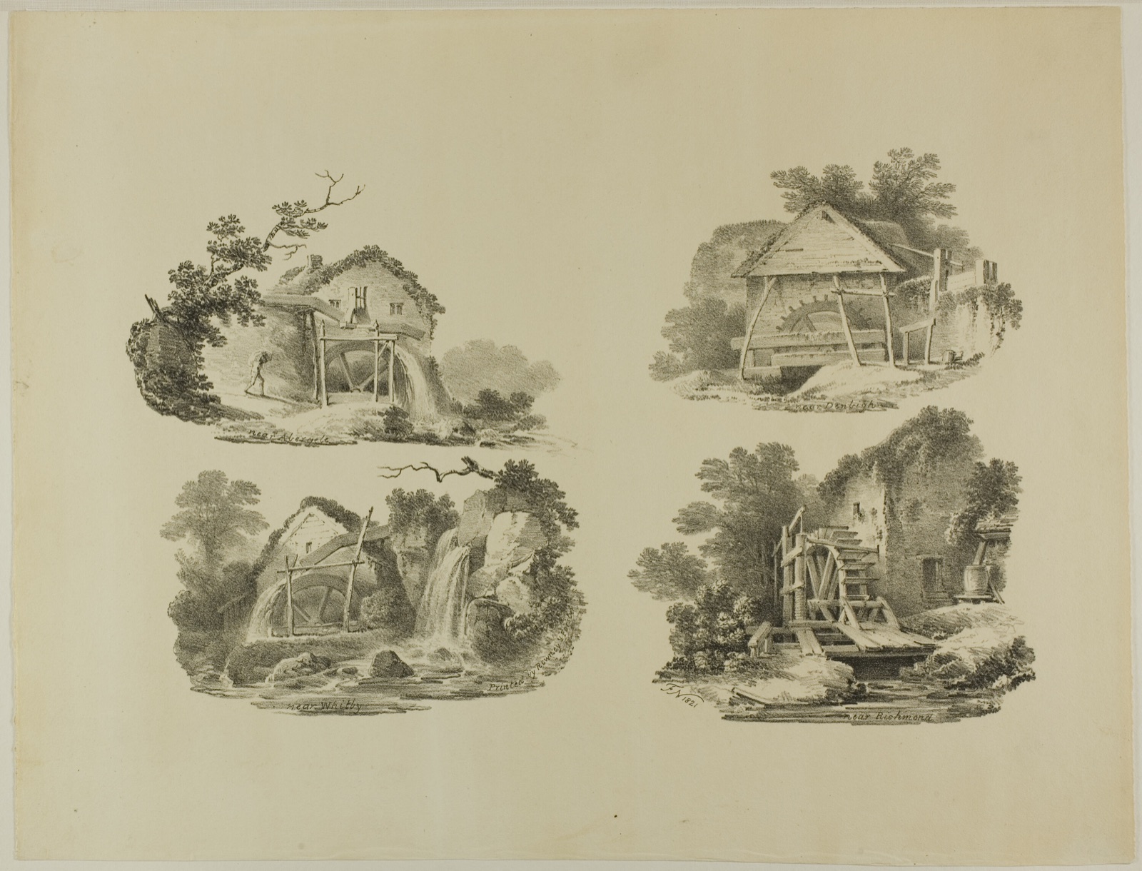 Mill Wheels near Abergele, Denbigh, Whitby, Richmond — Attributed to Francis Nicholson; English, 1753-1844