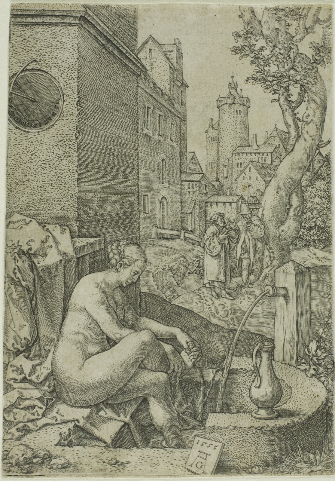 Susanna Surprised by the Elders, from The Story of Susanna — Heinrich Aldegrever; German, 1502-c.1560