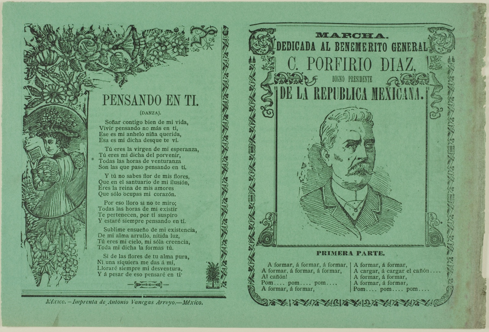 March Dedicated to General C. Porfirio Diaz — José Guadalupe Posada; Mexican, 1852-1913