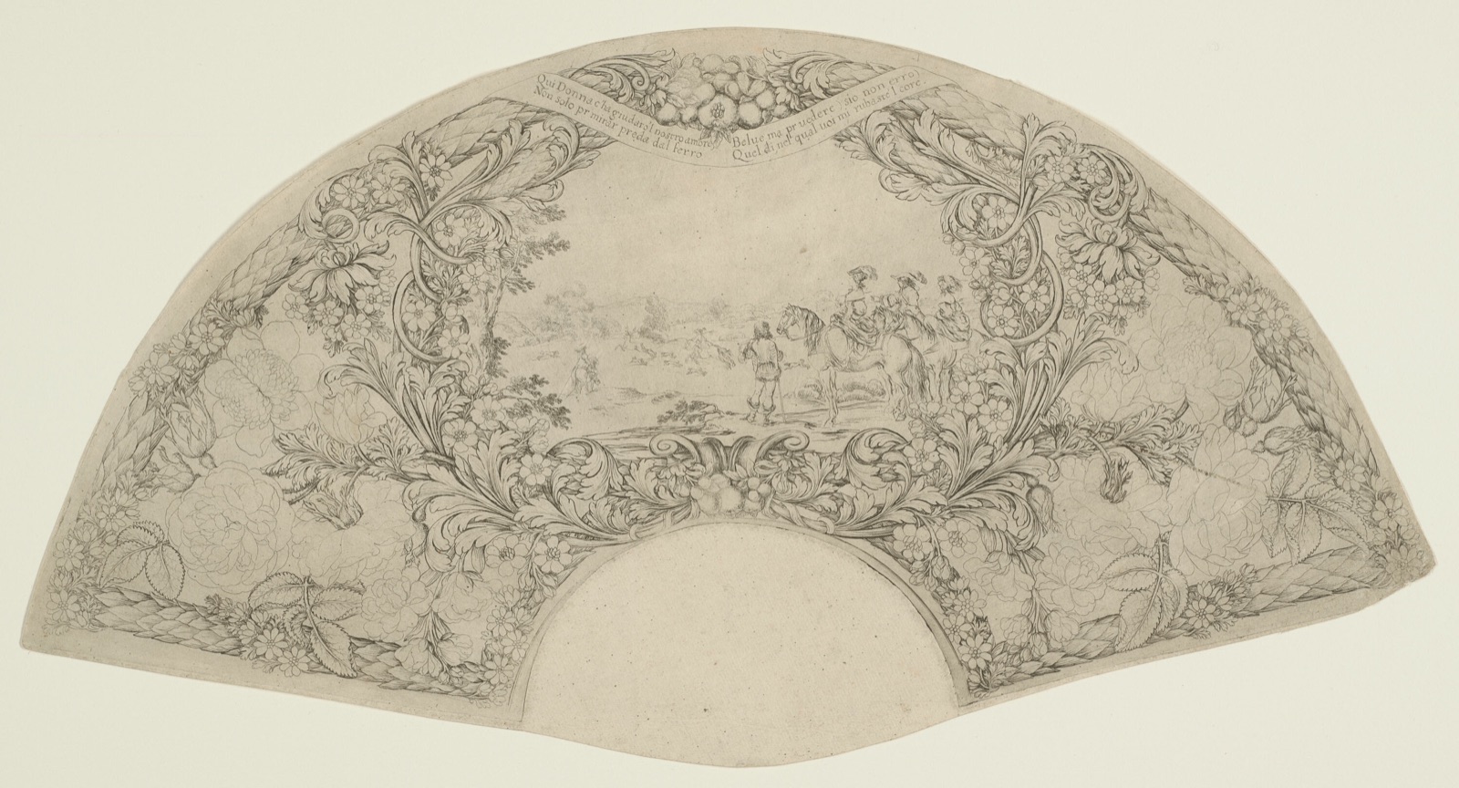 Stag Hunt in Fan Shape — Stefano della Bella; Italian, 1610-1664