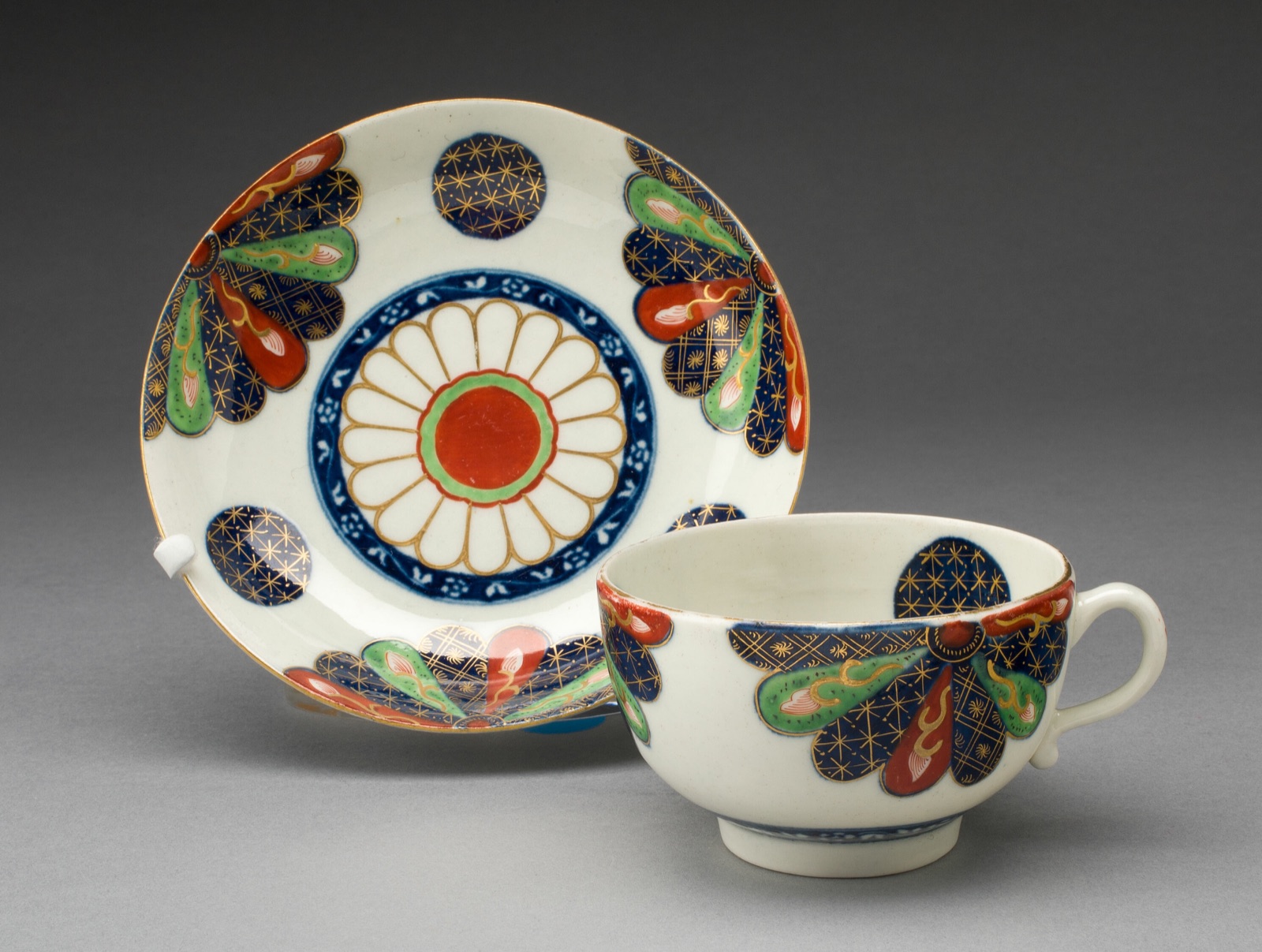 Teacup and Saucer — Worcester Porcelain Factory (Warmstry House Period, 1751–1783); Worcester, England, founded 1751