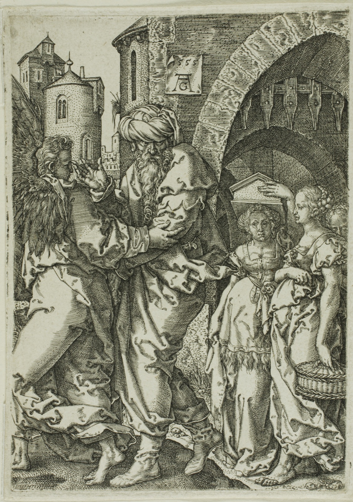 Lot and His Family Fleeing from Sodom, from The Story of Lot — Heinrich Aldegrever; German, 1502-c.1560