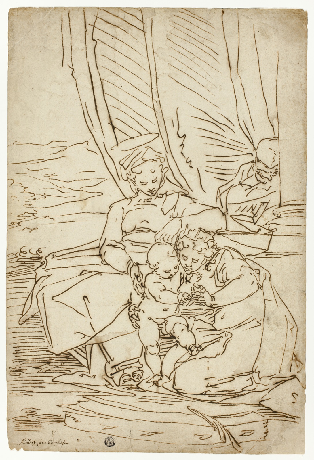 Holy Family with Saint Catherine — Attributed to Luca Cambiaso; Italian, 1527-1585
