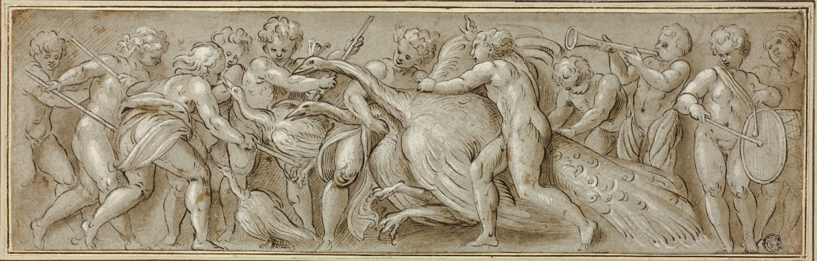 Putti with Peacocks and Musical Instruments — Workshop of Lattanzio Gambara; Italian, c. 1530-1574