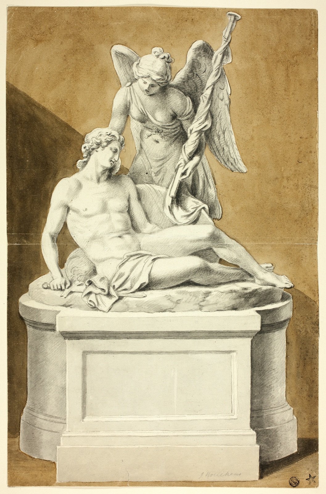 Monument with Dead Warrior and Angel — Joseph Nollekens; English, 1737-1823