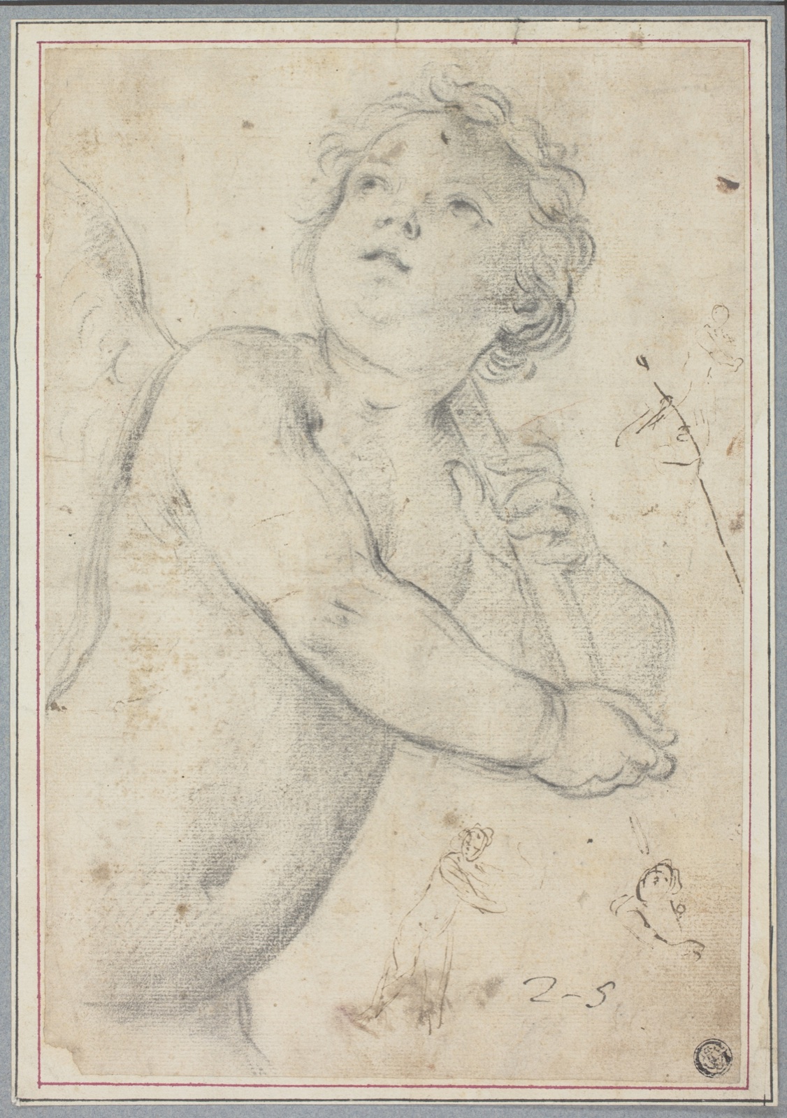 Putto Holding Staff — After Guido Reni (Italian, 1575-1642); or possibly Marcantonio Franceschini (Italian, 1648-1729); or Carlo Cignani (Italian, 1628-1719)