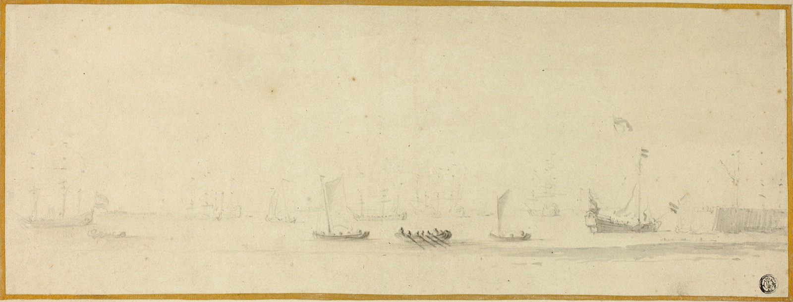 Ships in Full Sail with Small Boats — Willem van de Velde, II; Dutch, 1633-1707
