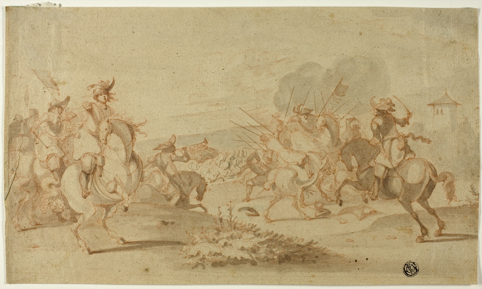 Cavalry in Battle — Philipw Wouwerman (Dutch, 1619-1668); or possibly Adam Frans van der Meulen (Flemish, 1632-1690)