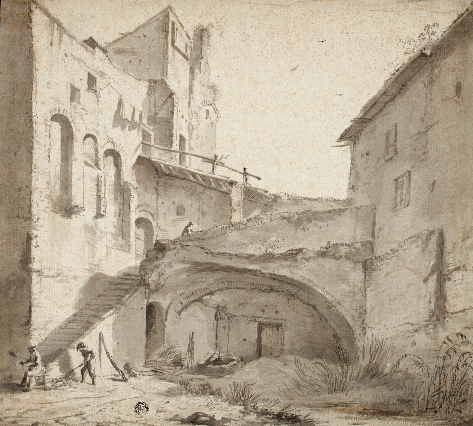 Overgrown Courtyard of Ruined Castle — Jan Asselijn; Dutch, c.1610-1652