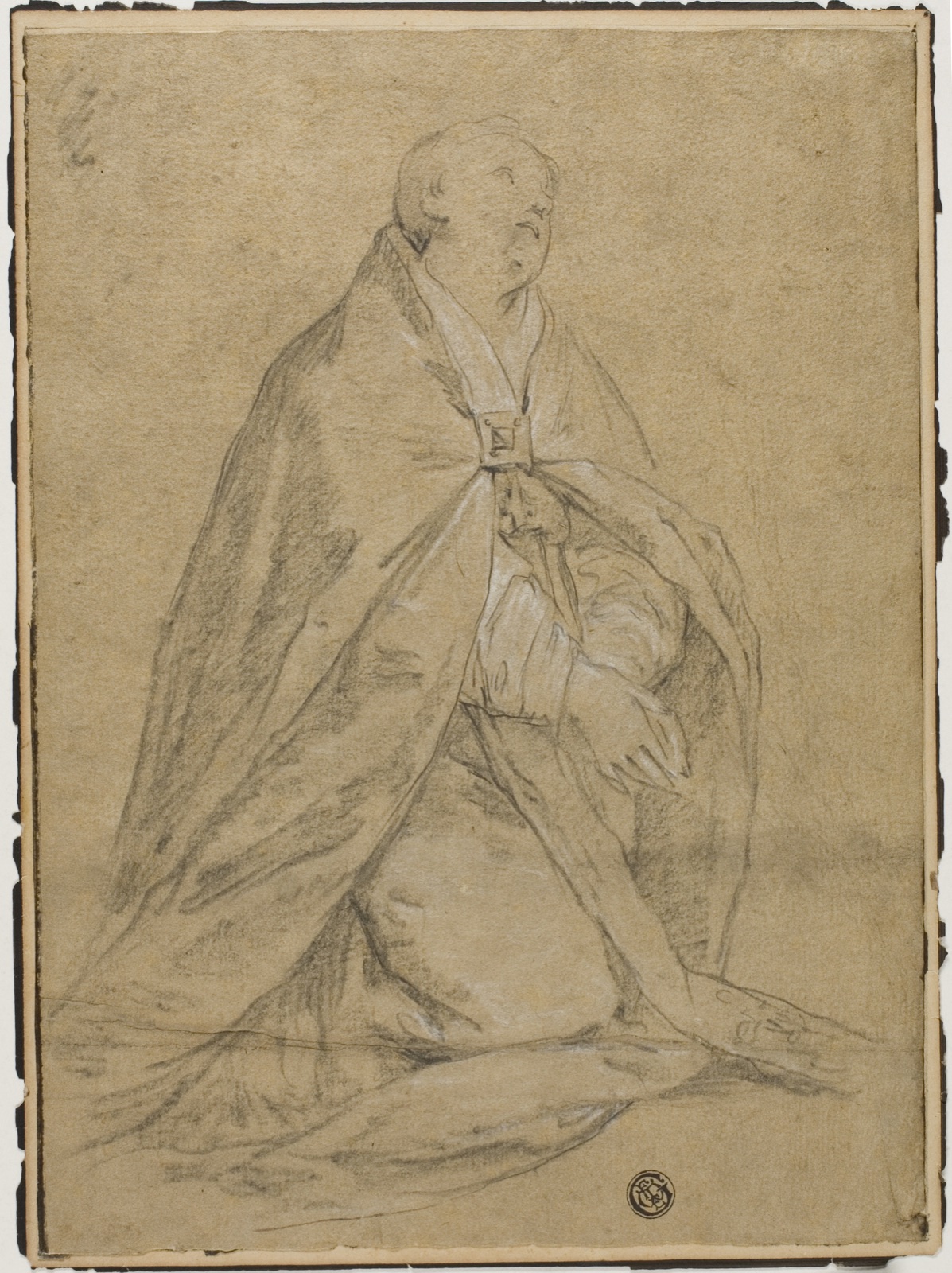 Kneeling Ecclesiastic Saint — Corrado Giaquinto (Italian, 1693/99-1765); or Circle of Guido Reni (Italian, 1575-1642)