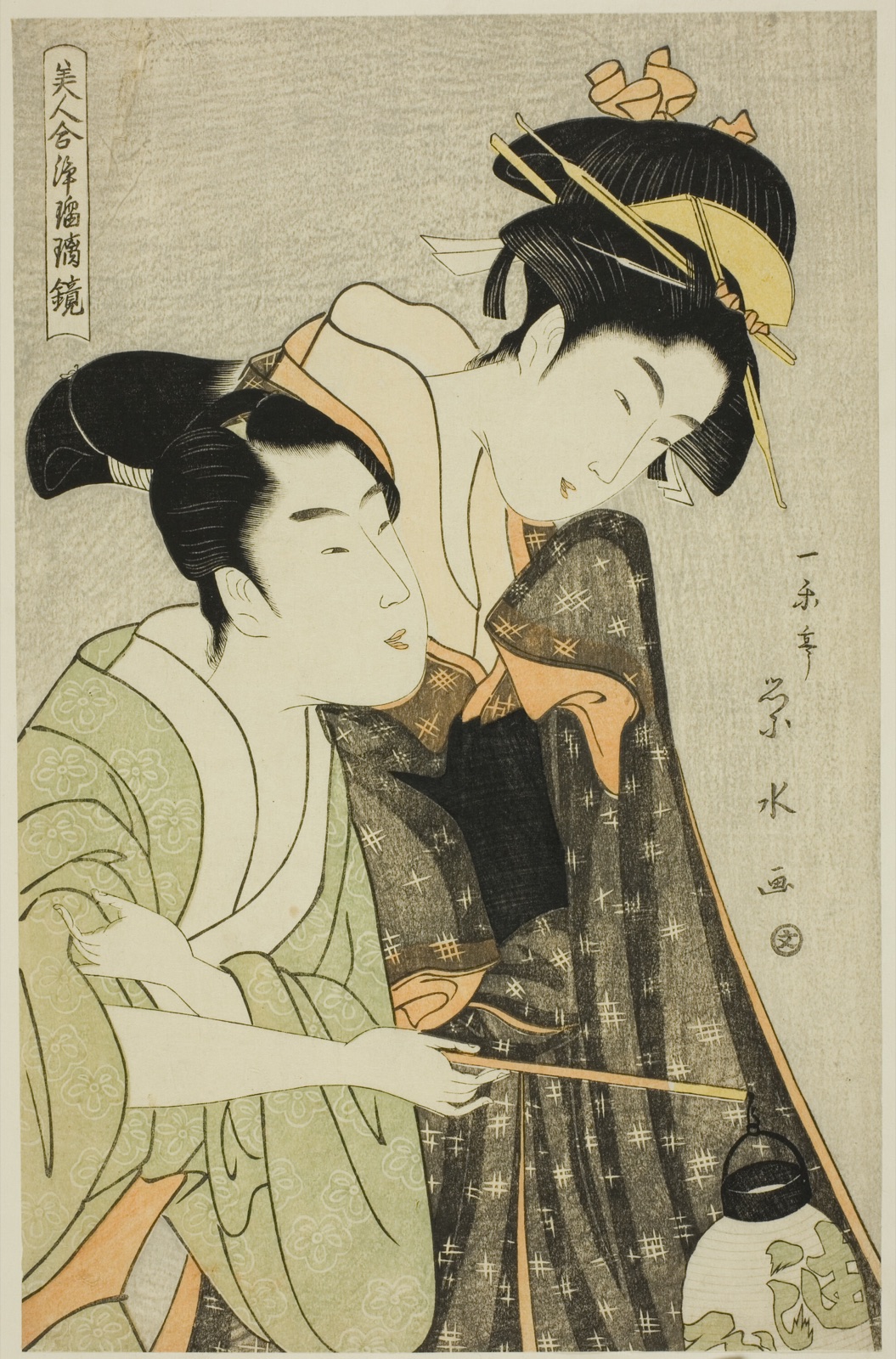 Osome and Hisamatsu, from the series "Beauties in Joruri Roles (Bijin awase joruri kagami)" — Ichirakutei Eisui; Japanese, active 1790-1823
