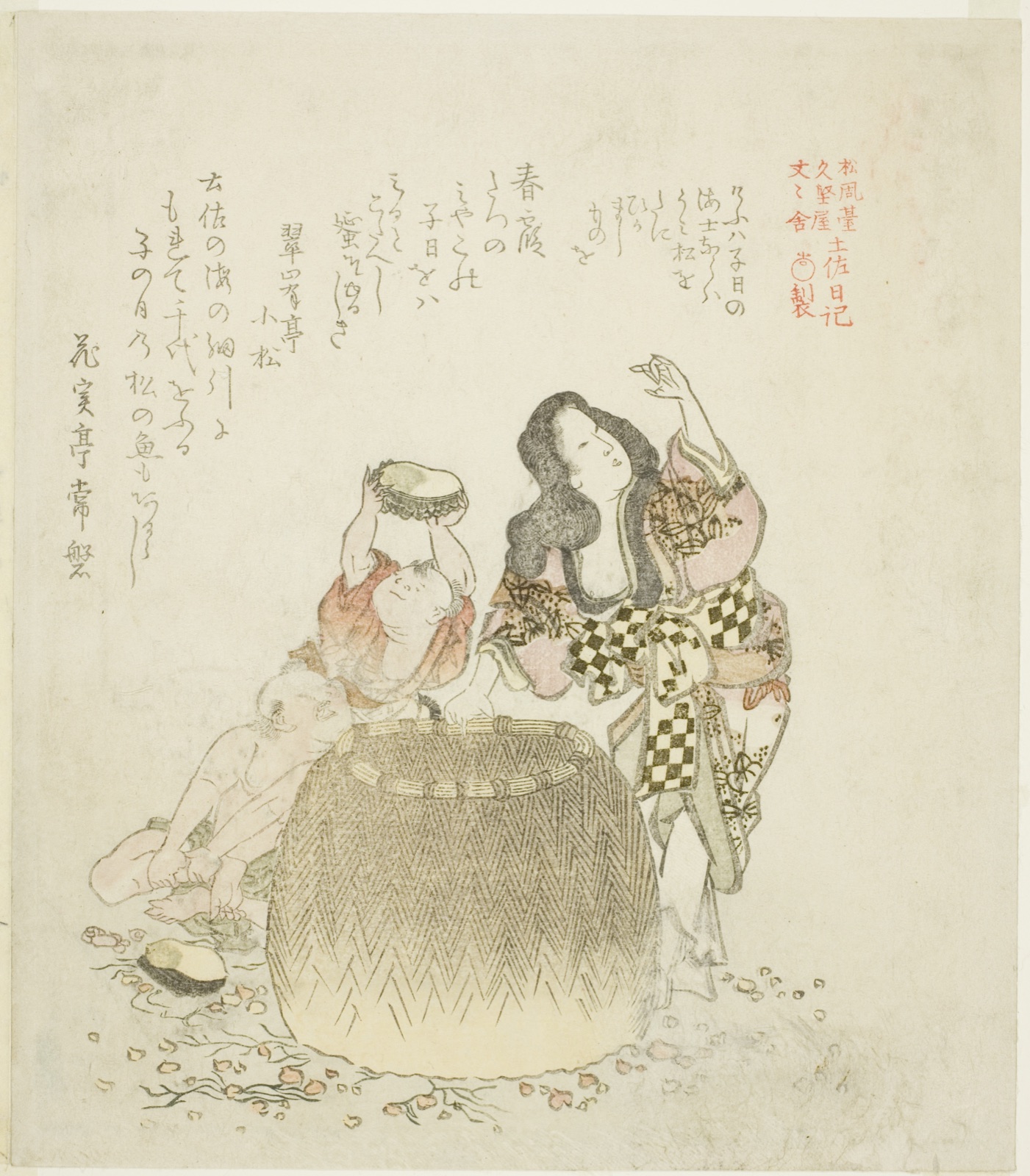 Woman and two boys gathering abalone, from the series "The Tosa Diary (Tosa nikki)" — Kubo Shunman (Japanese, 1757–1820)