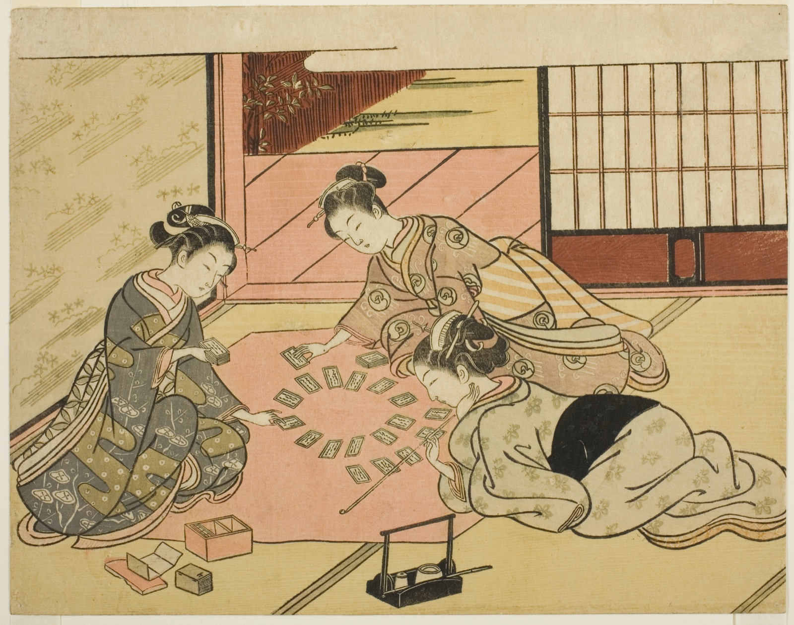 Young Women Playing Poem Cards — Suzuki Harunobu 鈴木 春信; Japanese, 1725 (?)-1770