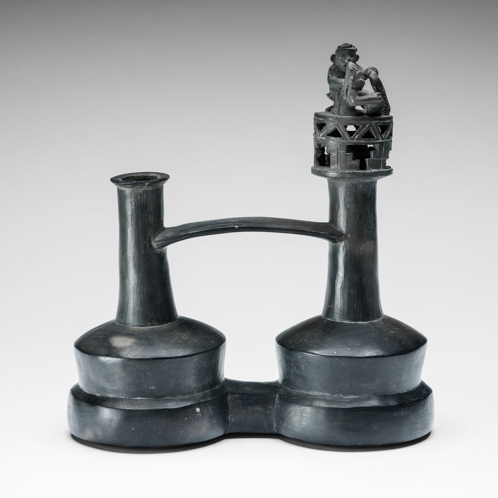 Double Vessel with a Foot-Massage Scene — Chimú; North coast, Peru