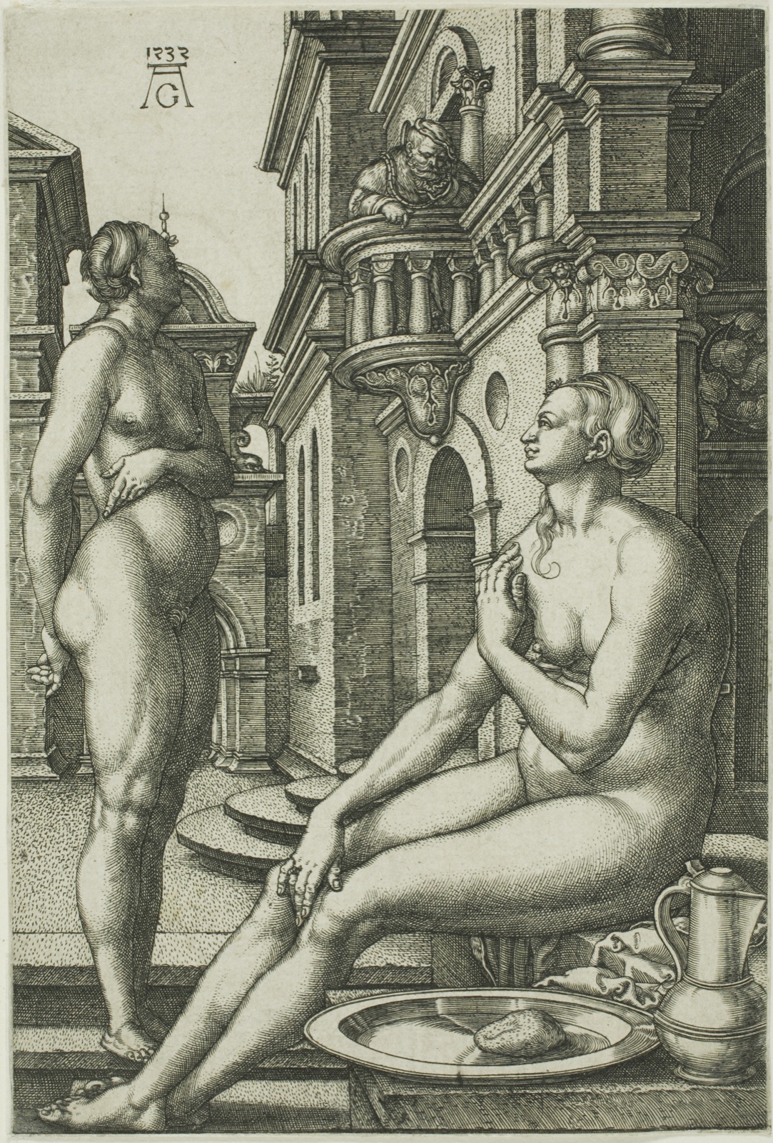Bathsheba at the Bath — Heinrich Aldegrever; German, 1502-c.1560