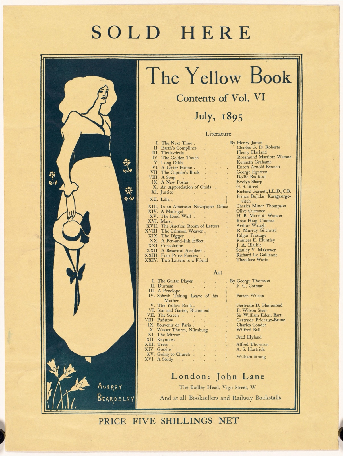Sold here, The yellow book — Beardsley, Aubrey, 1872-1898 (Artist)