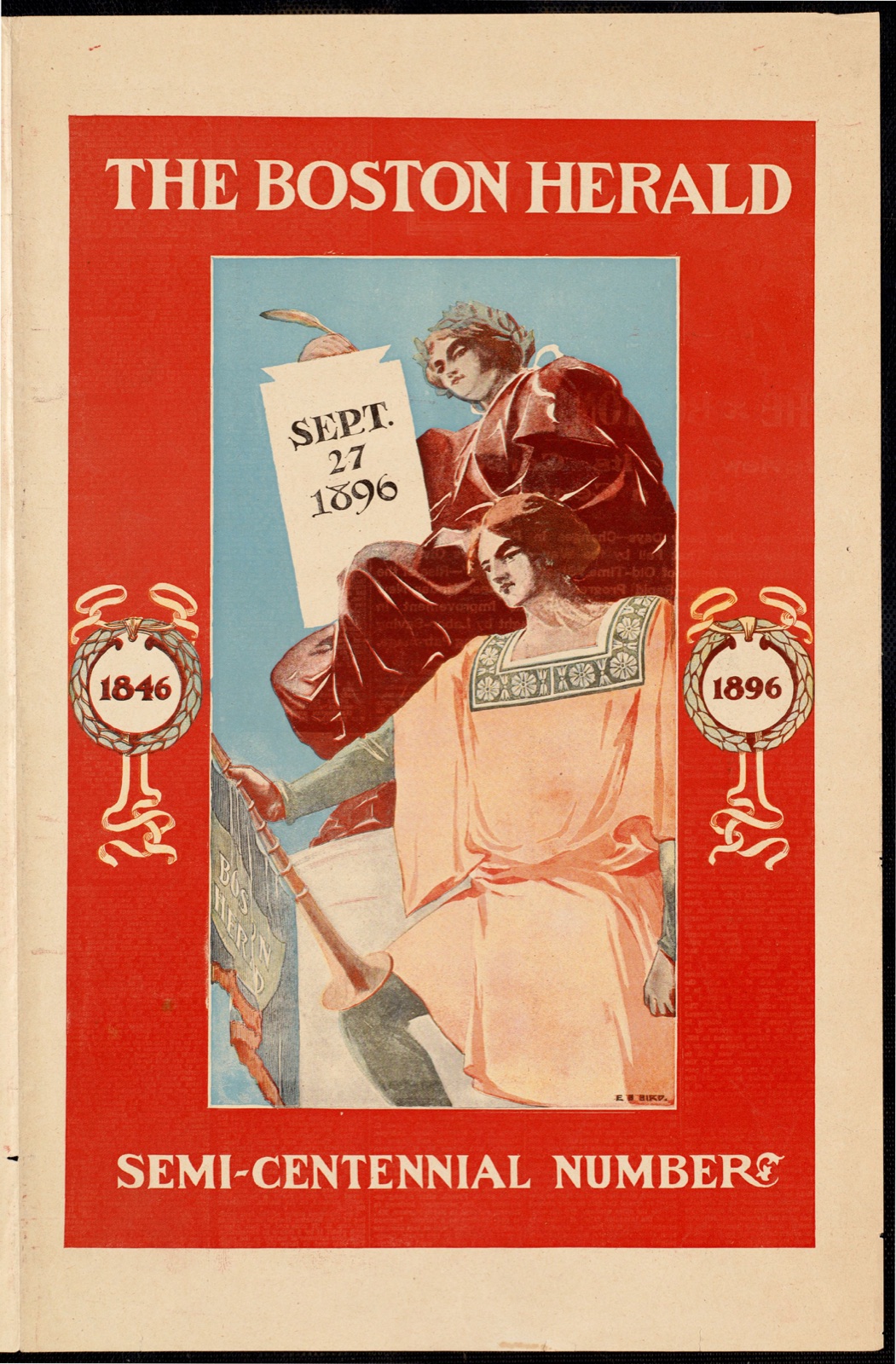 The Boston herald, semi-centennial number, 1846, 1896 — Bird, Elisha Brown (Artist)