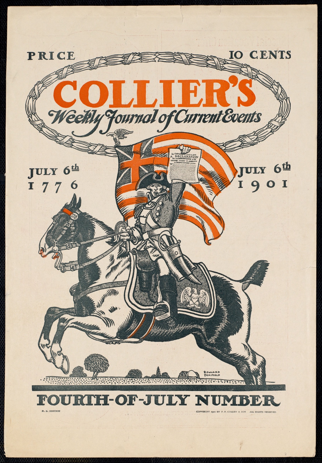 Collier's weekly journal of current events, Fourth-of-July number. July 6th, 1776, July 6th 1901. — Penfield, Edward, 1866-1925 (Artist)