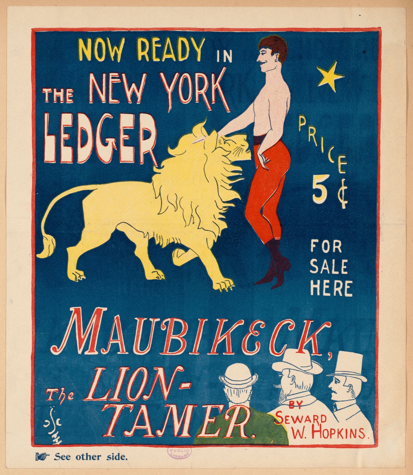Now ready in the New York ledger, Maubikeck, the lion-tamer. — Scotson-Clark, G. F. (George Frederick), 1872-1927 (Artist)