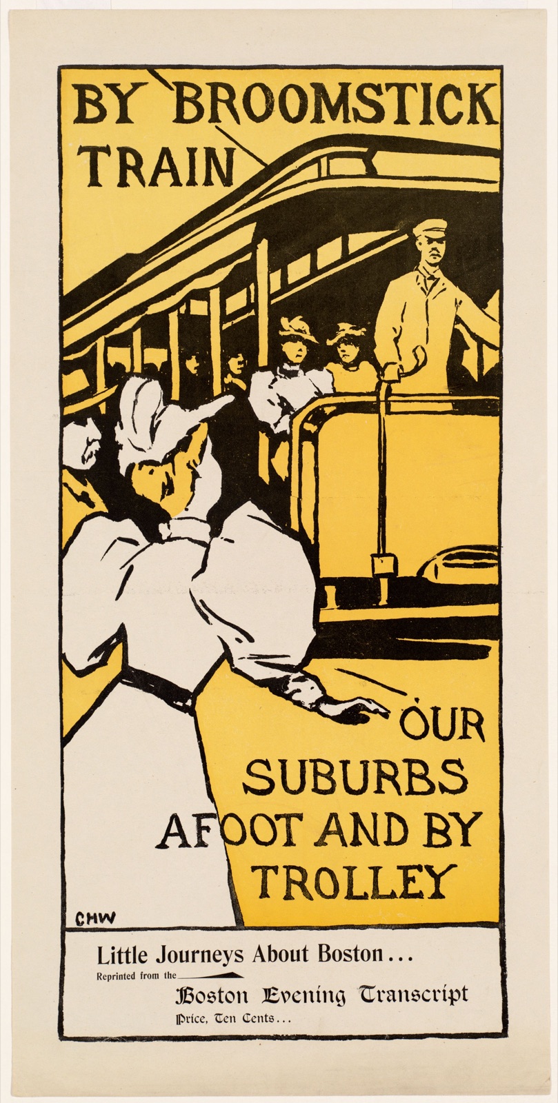 By broomstick train, our suburbs afoot and by trolley — Woodbury, Charles H. (Charles Herbert), 1864-1940 (Artist)