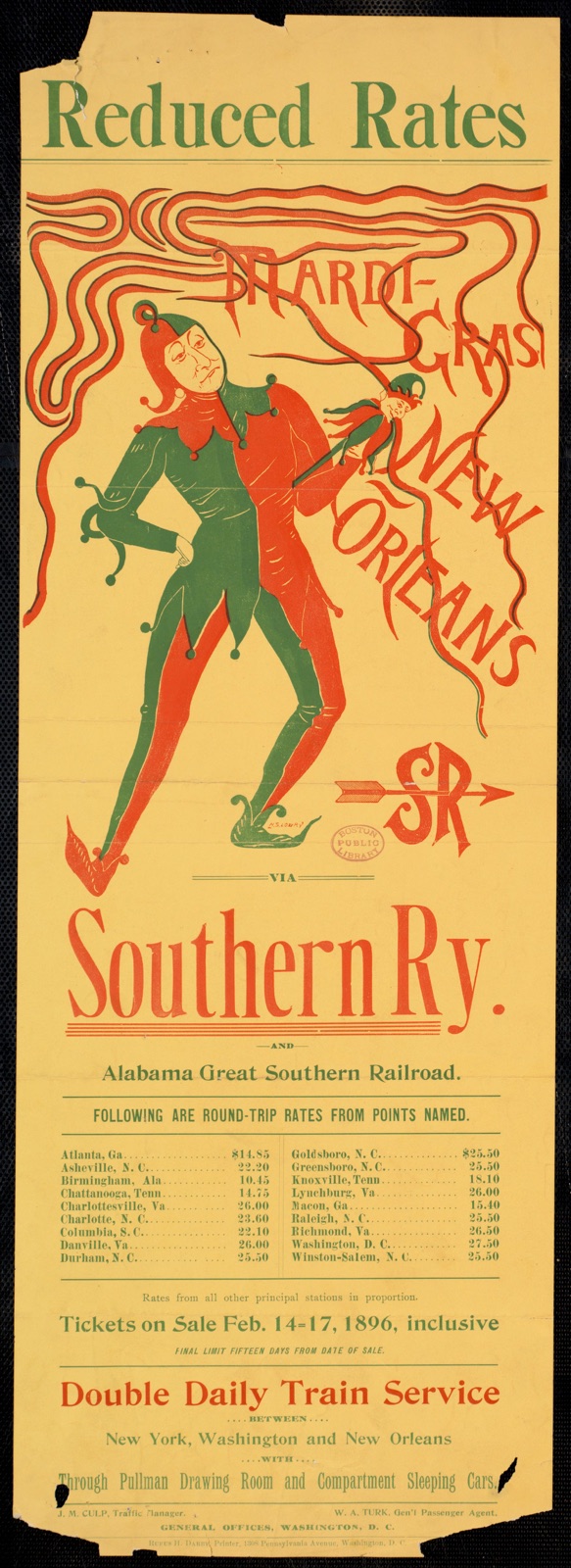 Reduced rates, Mardi Gras New Orleans via Southern Ry.