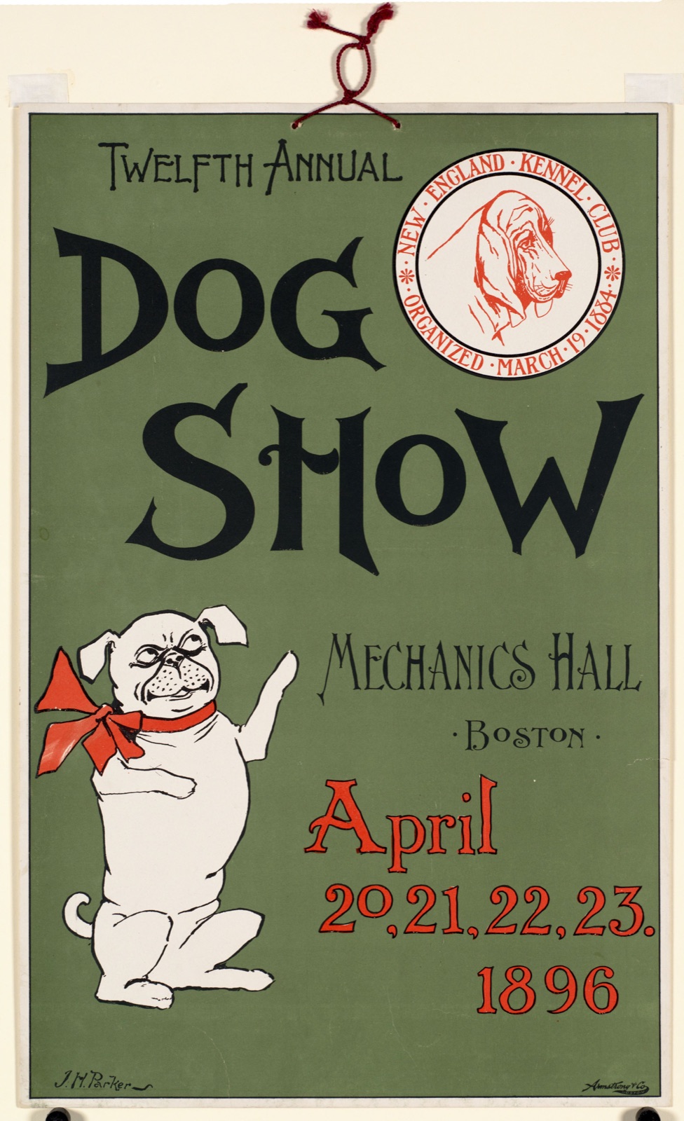 Twelfth annual dog show, Mechanics Hall, Boston, April 20, 21, 22, 23. 1896.