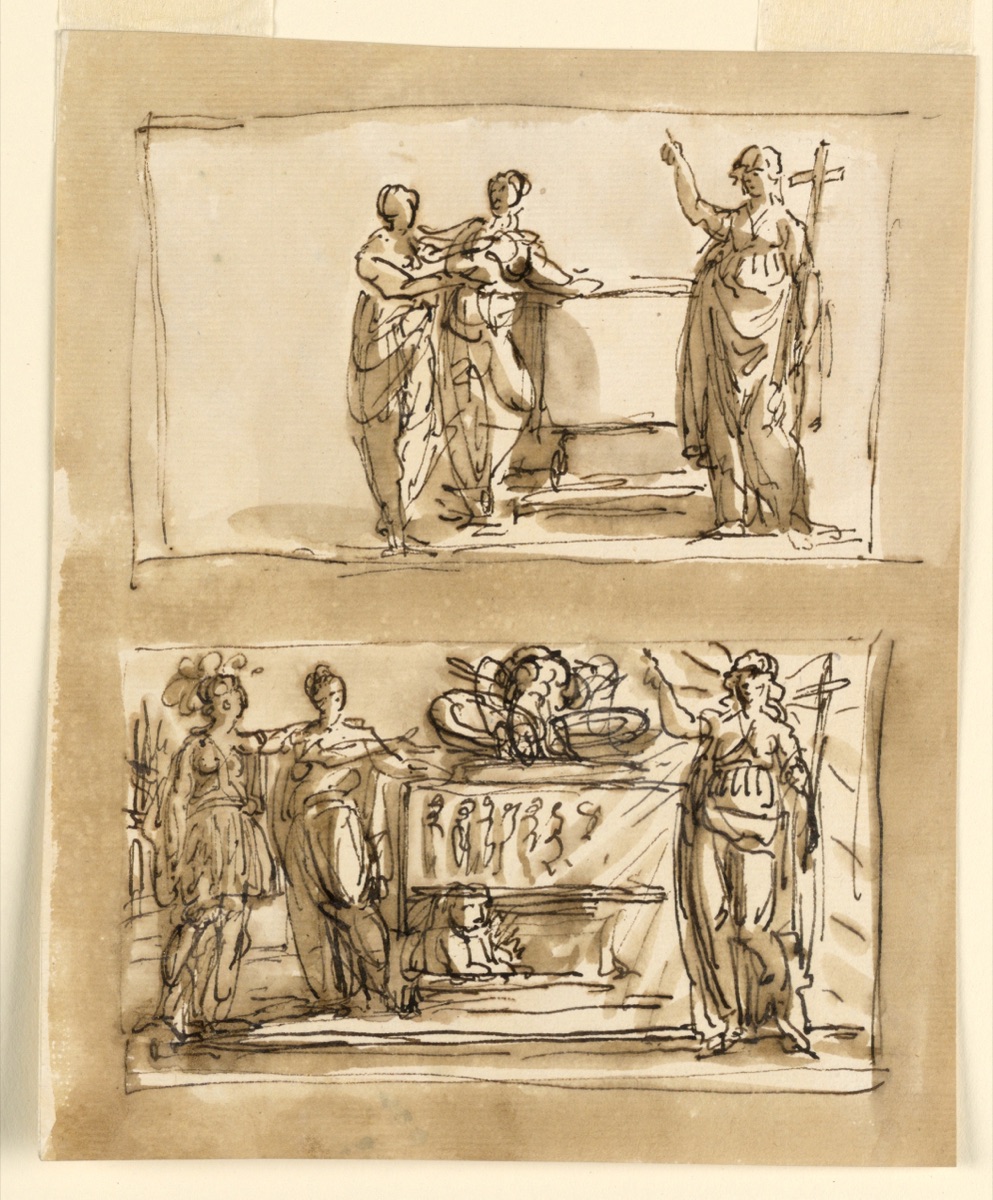 Sarcophagus and Allegorical Figures — Giuseppe Barberi, Italian, 1746–1809
