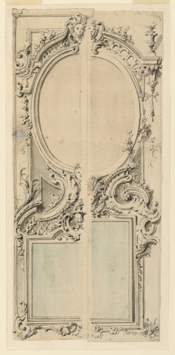 Design for a Panel with Two Mirrors — Attributed to Gilles-Marie Oppenord, French, 1672–1742
