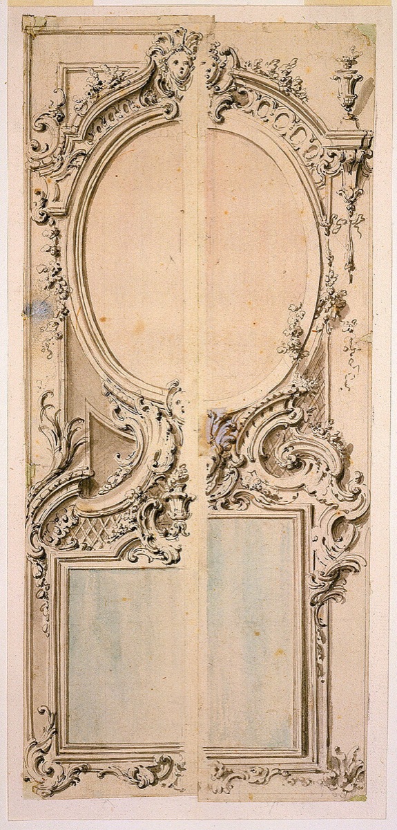 Design for a Panel with Two Mirrors — Attributed to Gilles-Marie Oppenord, French, 1672–1742
