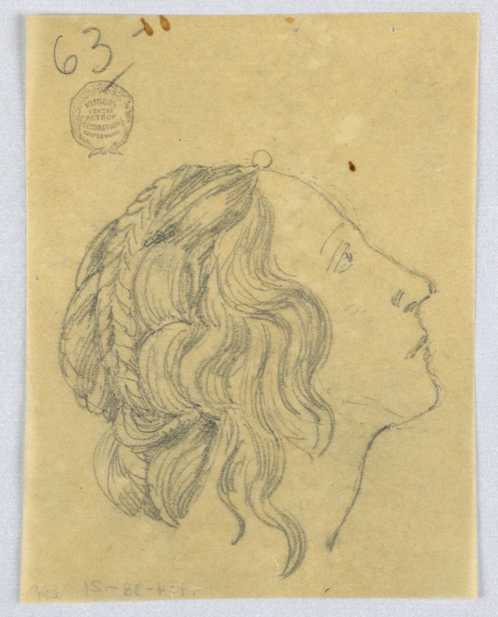 Sketch of Woman's Head in Profile — Francis Augustus Lathrop, American, 1849–1909
