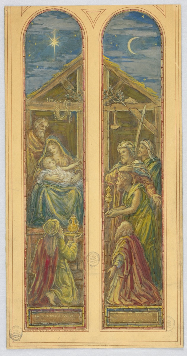 Adoration of the Magi (Design for Stained Glass Window) — Francis Augustus Lathrop, American, 1849–1909