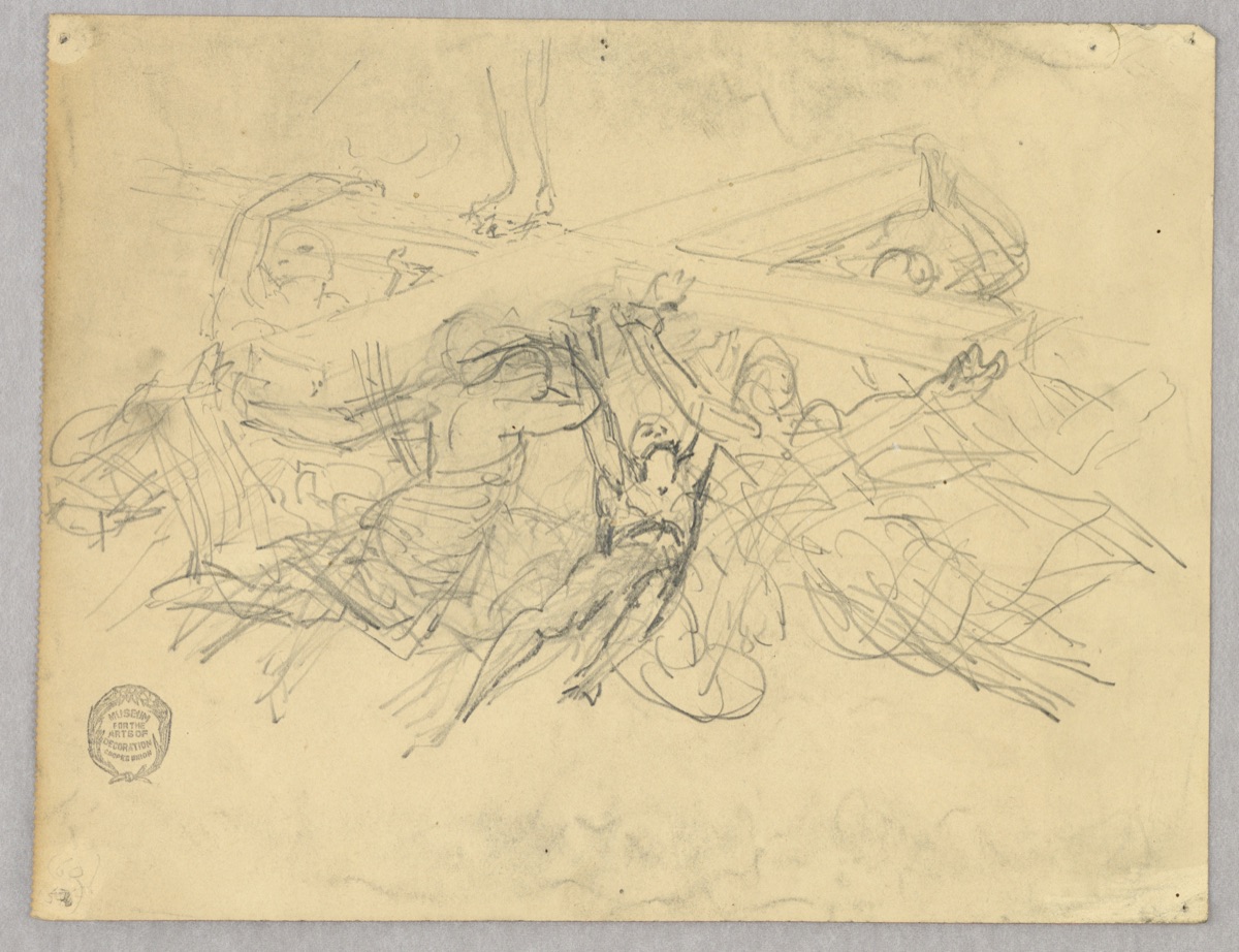Sketch of Figures Bearing a Cross — Francis Augustus Lathrop, American, 1849–1909